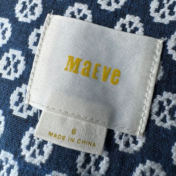 Maeve by Anthropologie Skirt Womens 6 Navy Geometric Print Cotton A Line Pockets - Picture 4 of 12